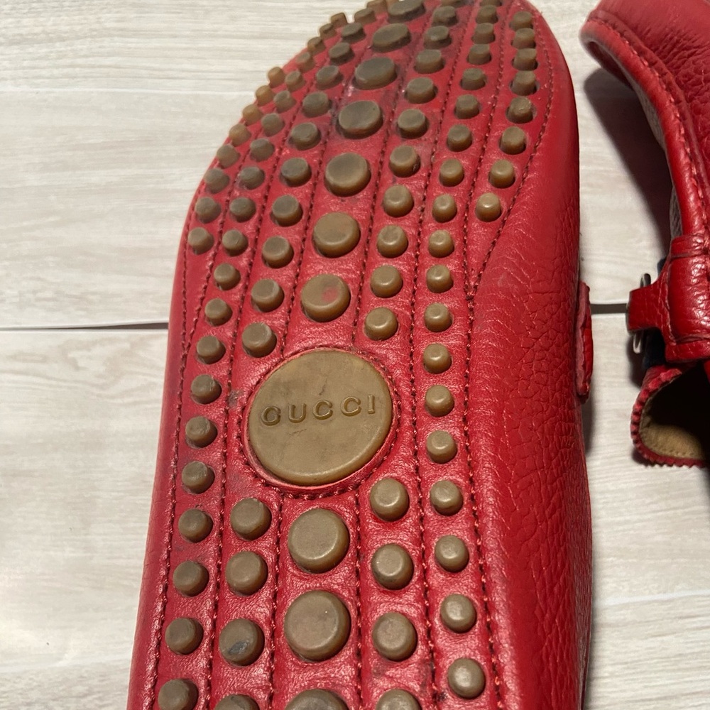 Gucci Red Leather Horsebit Drivers - Picture 15 of 16